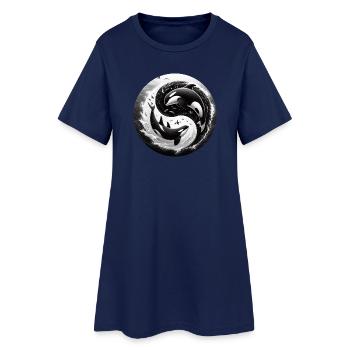 Yin und Yang Orca - Frauen T-Shirt-Kleid - Light Navy - Vorne