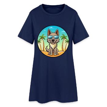 Berger Picard Chien Race Dessin Animé Lunettes de Soleil Plage - Robe T-shirt Femme - marine clair - Devant