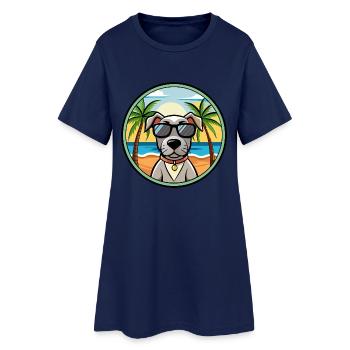 Alte dänische Pointer Hunderasse Cartoon Sonnenbrille - Frauen T-Shirt-Kleid - Light Navy - Vorne