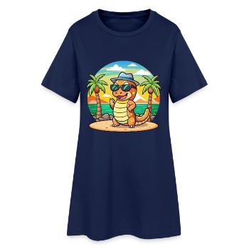 Anaconda Lustige Cartoon Sommer Strand Sonnenbrille - Frauen T-Shirt-Kleid - Light Navy - Vorne