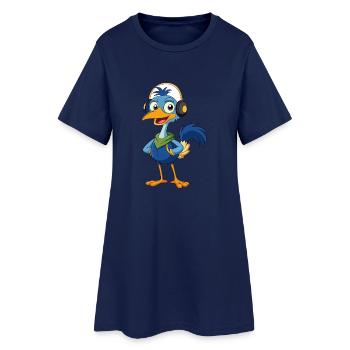 Emu Funny Cartoon Character Headphone Music - Women’s T-Shirt Dress - light navy - Front