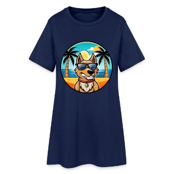 Magyar Agar Race Chien Dessin Animé Lunettes De Soleil Plage - Robe T-shirt Femme - marine clair - Devant