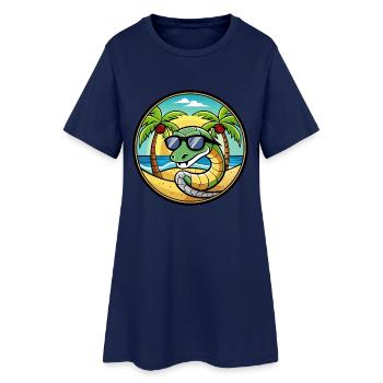 Serpent Drôle Dessin Animé Plage D’été Lunettes De Soleil Cool - Robe T-shirt Femme - marine clair - Devant