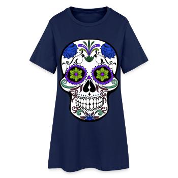 mexikanischer Schädel - Frauen T-Shirt-Kleid - Light Navy - Vorne