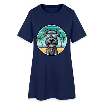 Deutscher Drahthaar Vorstehhund Rasse Cartoon Strand - Frauen T-Shirt-Kleid - Light Navy - Vorne