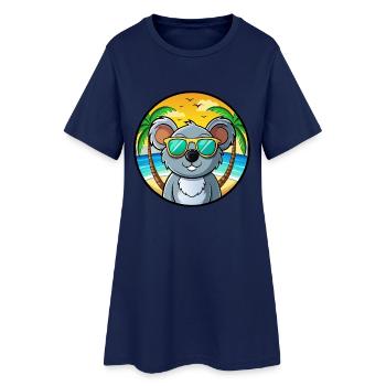 Koala Lustige Cartoon Sommer Strand Sonnenbrille Cool - Frauen T-Shirt-Kleid - Light Navy - Vorne