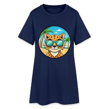 Brume tachetée australienne Race de chat Cartoon Beach - Robe T-shirt Femme - marine clair - Devant