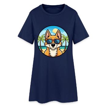 Lunettes de soleil de dessin animé de race de chien Fox Terrier du Chili - Robe T-shirt Femme - marine clair - Devant