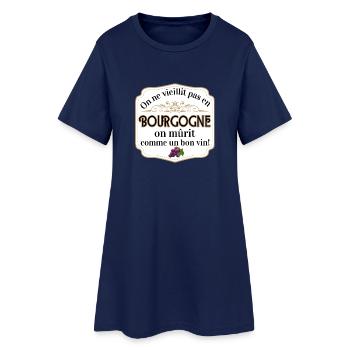 Bourgogne: Mûrir comme un bon vin - Robe T-shirt Femme - marine clair - Devant