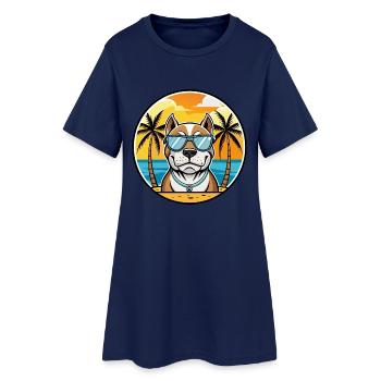 Bully Kutta Chien Race Dessin Animé Lunettes De Soleil Plage - Robe T-shirt Femme - marine clair - Devant
