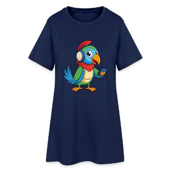 Perroquet Drôle Dessin Animé Personnage Casque Musique - Robe T-shirt Femme - marine clair - Devant