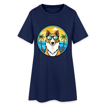 Smooth Collie Chien Race Dessin Animé Lunettes de Soleil Plage - Robe T-shirt Femme - marine clair - Devant
