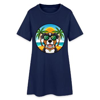 Großer Schweizer Sennenhund Rasse Cartoon Beach - Frauen T-Shirt-Kleid - Light Navy - Vorne