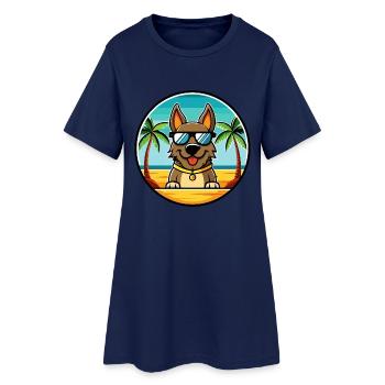 Deutsche Bracke Chien Race Dessin Animé Lunettes de Soleil Plage - Robe T-shirt Femme - marine clair - Devant