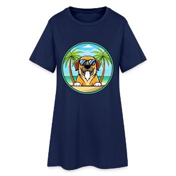 Spanische Dogge Hund Rasse Cartoon Sonnenbrille Strand - Frauen T-Shirt-Kleid - Light Navy - Vorne