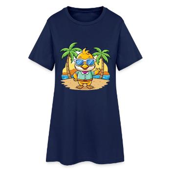 Ente Lustige Cartoon Sommer Strand Sonnenbrille - Frauen T-Shirt-Kleid - Light Navy - Vorne