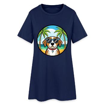 Kerry Beagle Hunderasse Cartoon Sonnenbrille Strand - Frauen T-Shirt-Kleid - Light Navy - Vorne