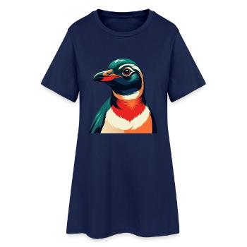 Penguin Cartoon Character Colorful Pet Animal - Women’s T-Shirt Dress - light navy - Front