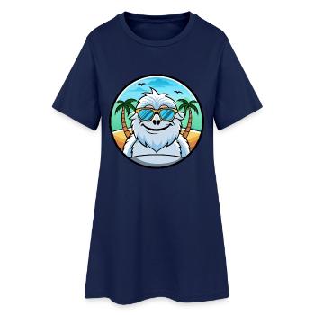 Yeti Lustige Cartoon Sommer Strand Sonnenbrille Aufkleber - Frauen T-Shirt-Kleid - Light Navy - Vorne