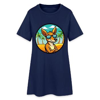 Känguru Lustige Cartoon Sommer Strand Sonnenbrille - Frauen T-Shirt-Kleid - Light Navy - Vorne