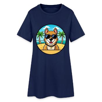 Alano Español Hunderasse Cartoon Sonnenbrille Strand - Frauen T-Shirt-Kleid - Light Navy - Vorne