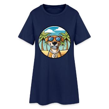 Southern Hound Dog Breed Cartoon Sunglasses Beach - Women’s T-Shirt Dress - light navy - Front