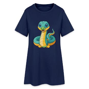 Anaconda Niedliche Maskottchen Zeichentrickfigur Kawaii - Frauen T-Shirt-Kleid - Light Navy - Vorne