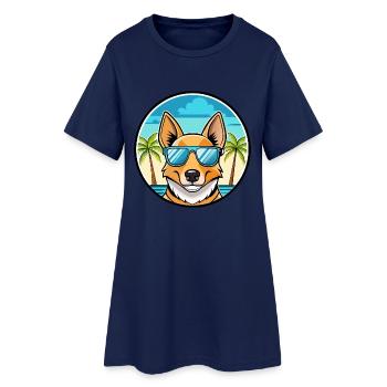 Carolina Hunderasse Cartoon Sonnenbrille Strand - Frauen T-Shirt-Kleid - Light Navy - Vorne