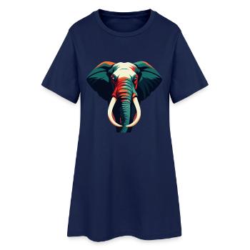 Elefant Cartoon Figur Buntes Haustier Tier - Frauen T-Shirt-Kleid - Light Navy - Vorne