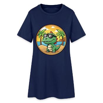 Dinosaurier Lustige Cartoon Sommer Strand Sonnenbrille - Frauen T-Shirt-Kleid - Light Navy - Vorne
