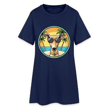 Lévrier italien race chien dessin animé lunettes de soleil plage - Robe T-shirt Femme - marine clair - Devant