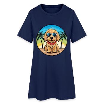 Cockapoo Hunderasse Cartoon Sonnenbrille Strand - Frauen T-Shirt-Kleid - Light Navy - Vorne