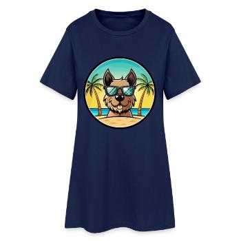 Gull Terrier Chien Race Dessin Animé Lunettes De Soleil Plage - Robe T-shirt Femme - marine clair - Devant