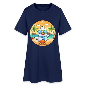 Möwe Lustige Cartoon Sommer Strand Sonnenbrille - Frauen T-Shirt-Kleid - Light Navy - Vorne