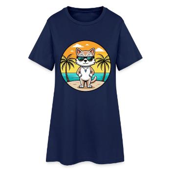 Burmilla Cat Breed Cartoon Lunettes de soleil Beach - Robe T-shirt Femme - marine clair - Devant