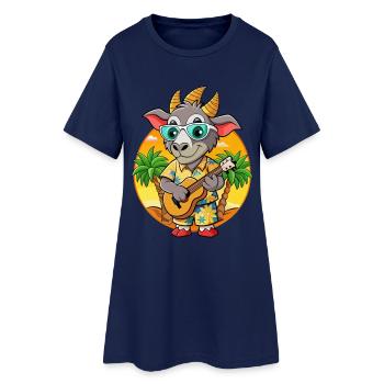 Lunettes de soleil de plage d’été de chèvre drôle hawaïenne - Robe T-shirt Femme - marine clair - Devant
