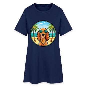 Irish Setter Hund Rasse Cartoon Sonnenbrille Strand - Frauen T-Shirt-Kleid - Light Navy - Vorne