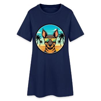 Manchester Terrier Hunderasse Cartoon Sonnenbrille - Frauen T-Shirt-Kleid - Light Navy - Vorne