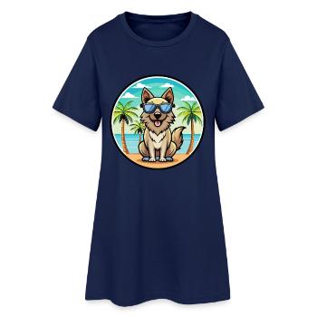 Carpathian Shepherd Dog Breed Cartoon Sunglasses - Women’s T-Shirt Dress - light navy - Front