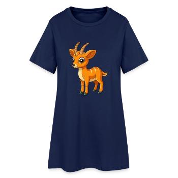 Antelope Cute Mascot Cartoon Character Kawaii - Women’s T-Shirt Dress - light navy - Front