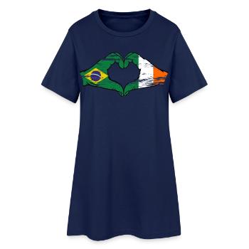 Brésil Irlande Drapeau Aiguilles Coeur Forme Utilisé - Robe T-shirt Femme - marine clair - Devant