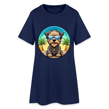 Lunettes de soleil Bouvier Des Flandres Dog Breed Cartoon - Robe T-shirt Femme - marine clair - Devant