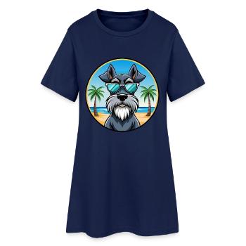 Schnauzer géant chien race dessin animé lunettes de soleil plage - Robe T-shirt Femme - marine clair - Devant