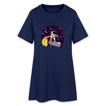 Astronaut Auf Rakete - Frauen T-Shirt-Kleid - Light Navy - Vorne