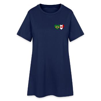 Brésil Canada Drapeau Coeur - Robe T-shirt Femme - marine clair - Devant