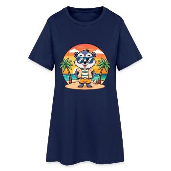 Dachs Lustige Cartoon Sommer Strand Sonnenbrille - Frauen T-Shirt-Kleid - Light Navy - Vorne