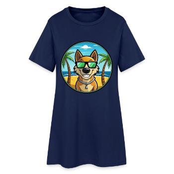 Alano Español Hunderasse Cartoon Sonnenbrille Strand - Frauen T-Shirt-Kleid - Light Navy - Vorne
