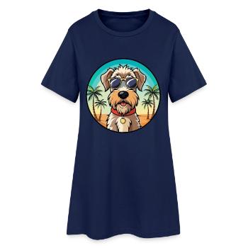 Weich beschichtete Wheaten Terrier Hunderasse Karikatur - Frauen T-Shirt-Kleid - Light Navy - Vorne