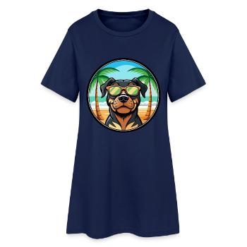 Rottweiler Chien Race Dessin Animé Lunettes De Soleil Plage - Robe T-shirt Femme - marine clair - Devant