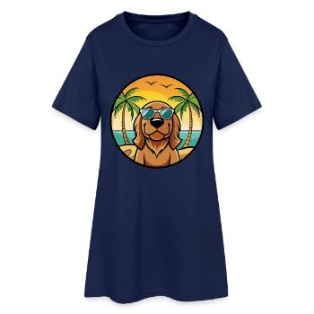 Bloodhound Hund Rasse Cartoon Sonnenbrille Strand - Frauen T-Shirt-Kleid - Light Navy - Vorne